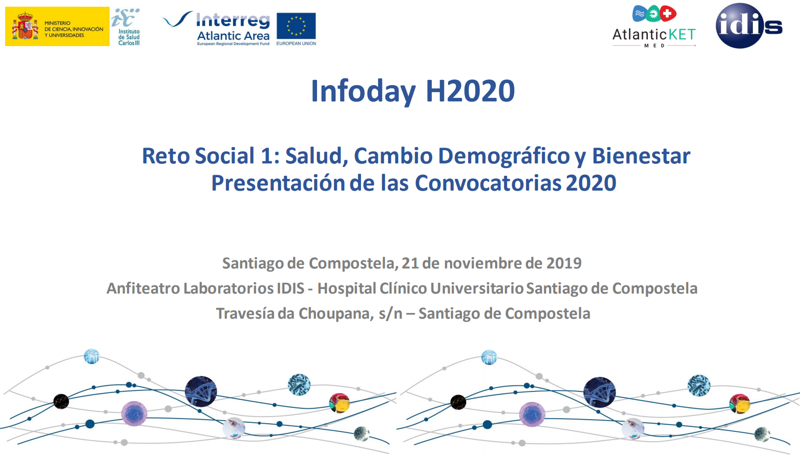 InfoDay H2020. Reto Social 1: Salud, Cambio Demográfico y Bienestar. Convocatorias 2020 – 21 de noviembre de 2019